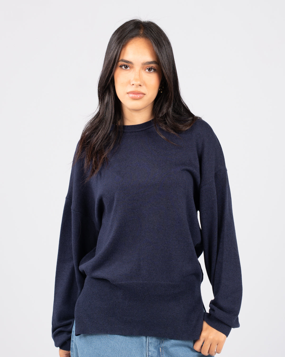 Round Neck Women Ribber Pullover