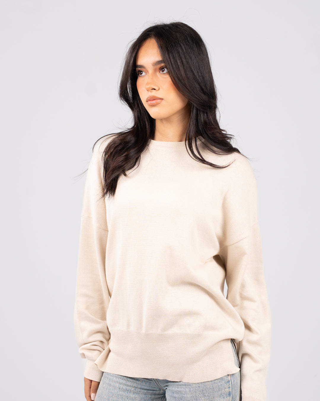 Round Neck Women Ribber Pullover