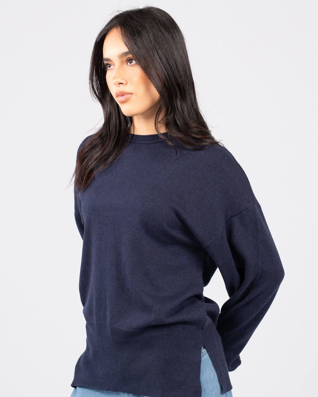 Round Neck Women Ribber Pullover