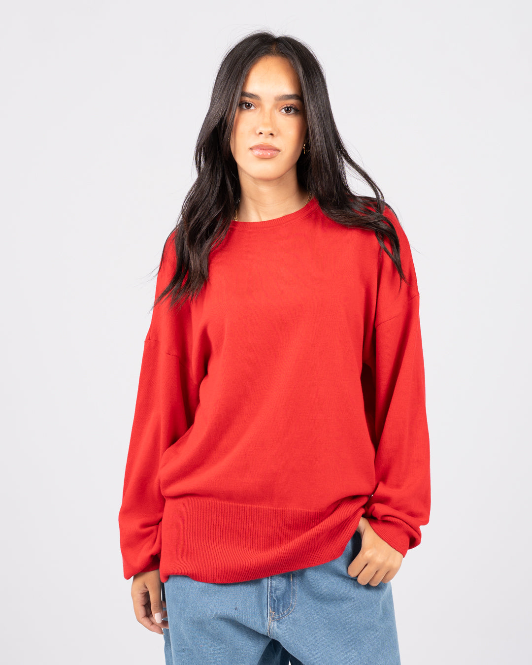 Round Neck Women Ribber Pullover