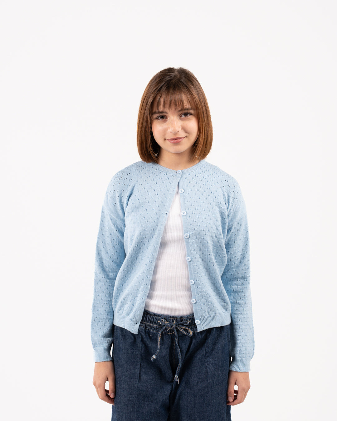 بلوفر بناتي بياقة دائرية