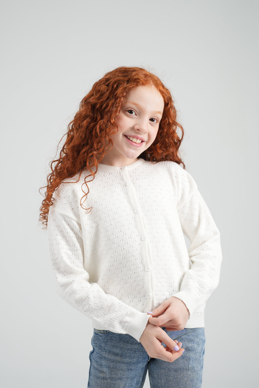 بلوفر بناتي بياقة دائرية