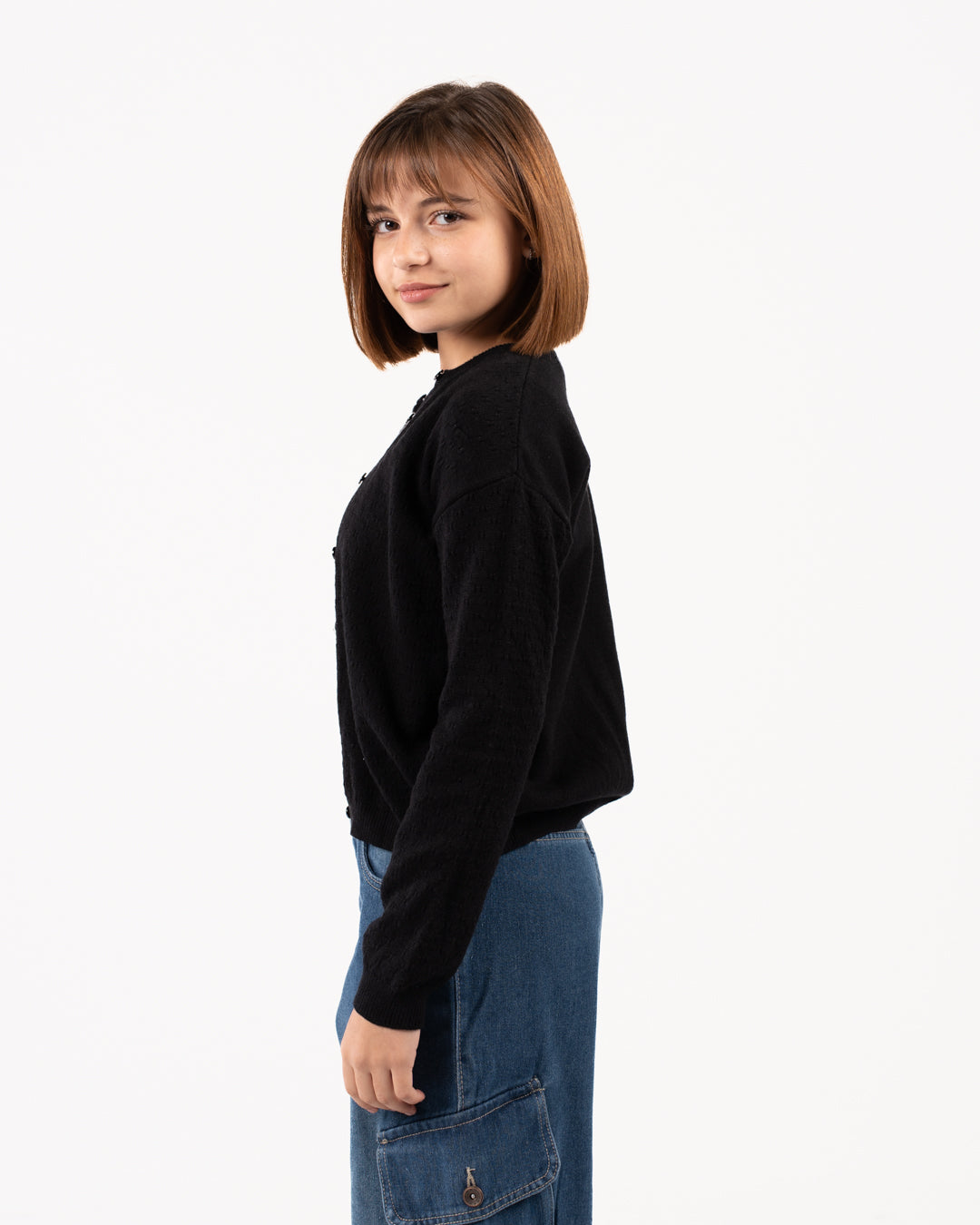 بلوفر بناتي بياقة دائرية