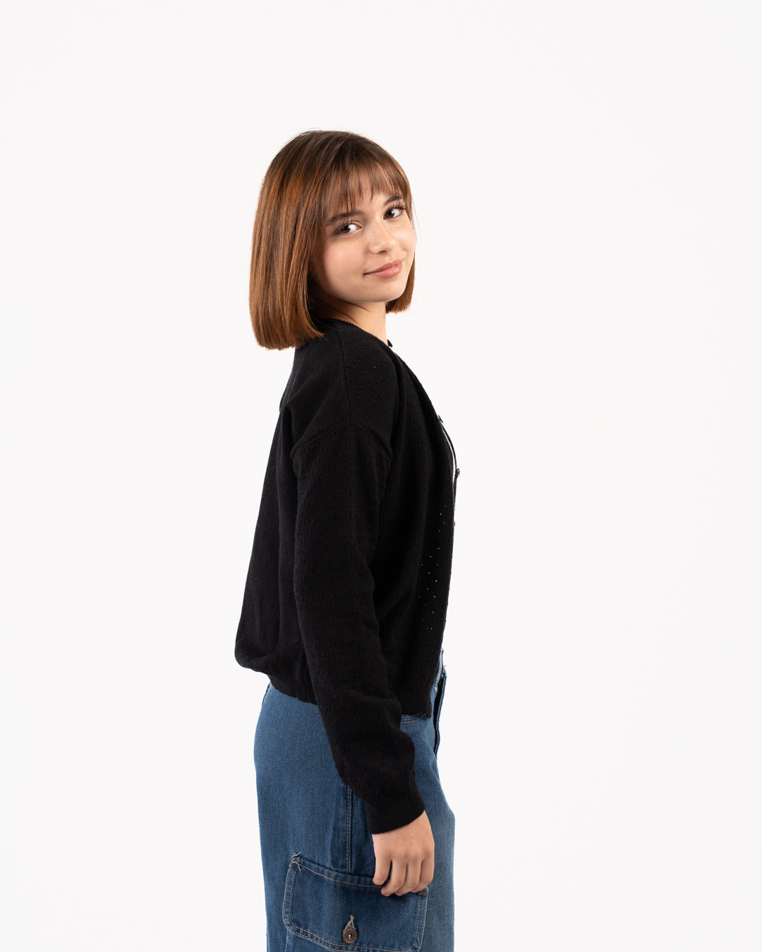 بلوفر بناتي بياقة دائرية