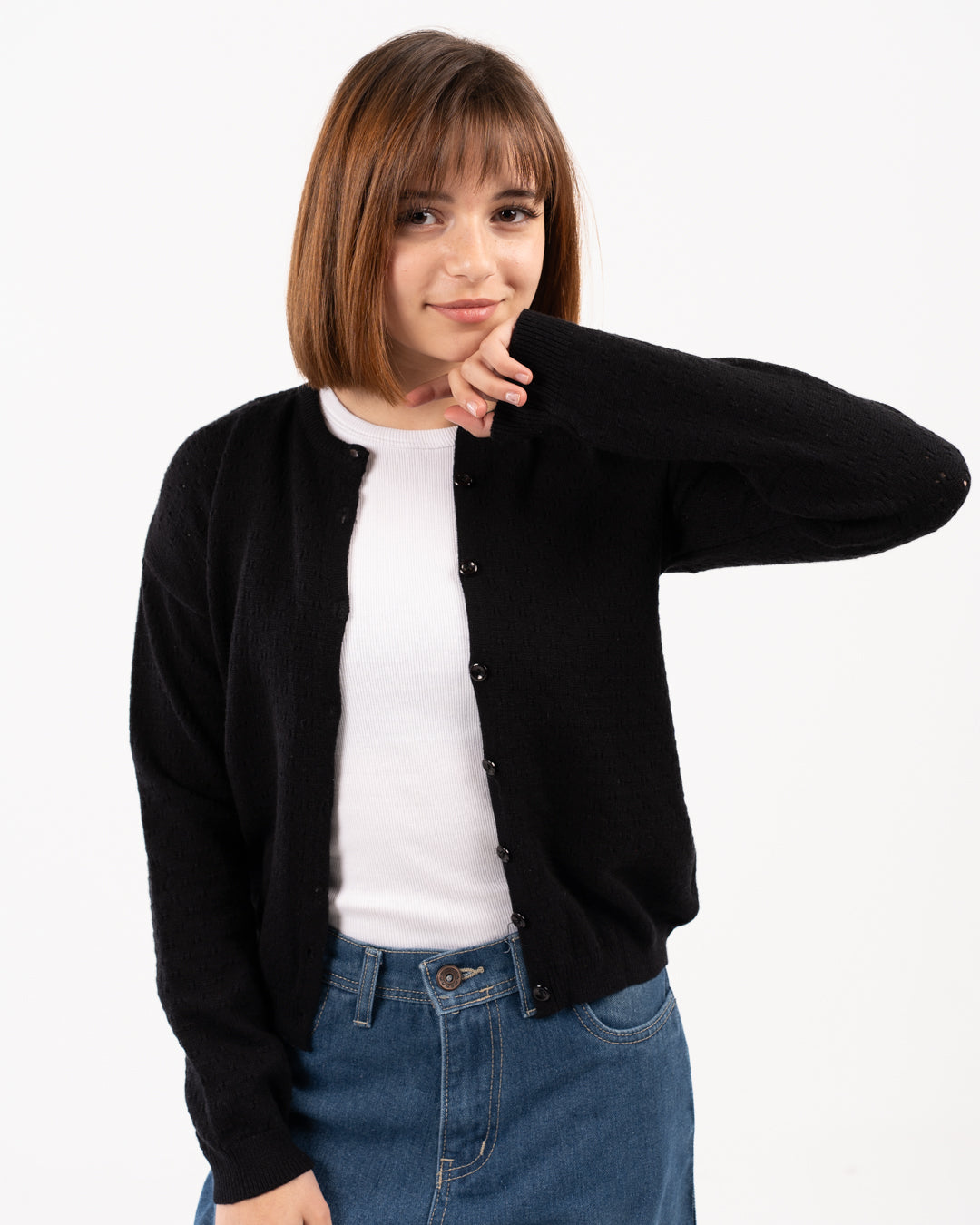 بلوفر بناتي بياقة دائرية