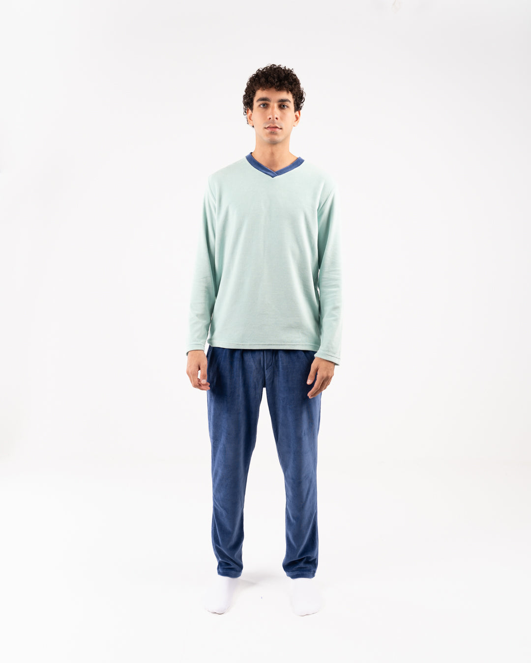 Men Velour Pyjama Long Sleeves