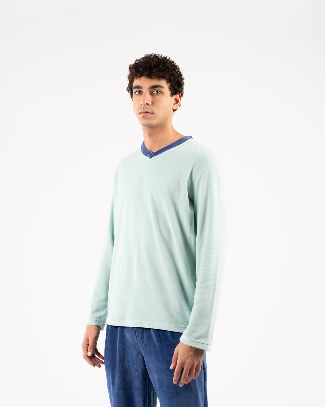 Men Velour Pyjama Long Sleeves
