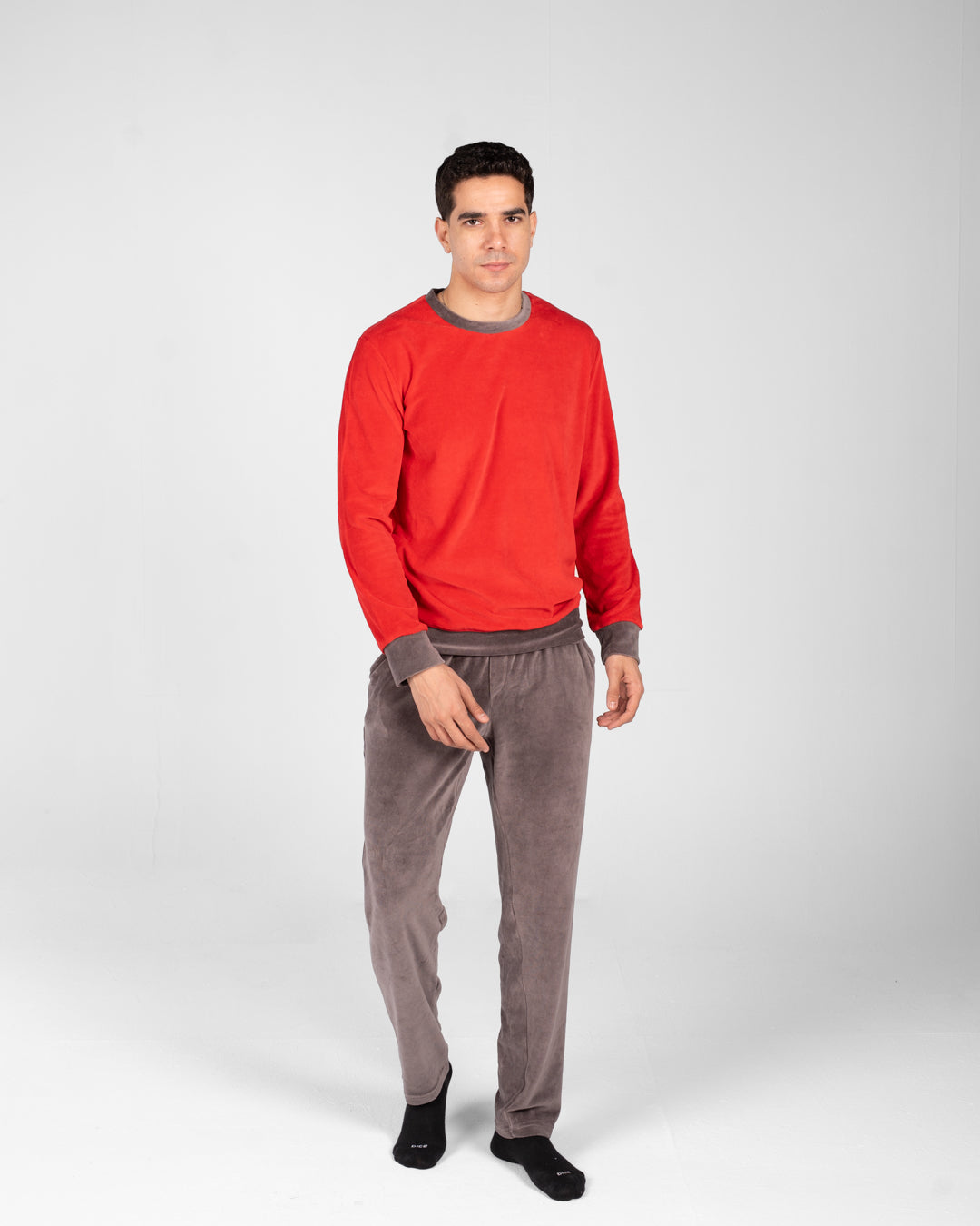 بيجامة مخملية سادة للرجال