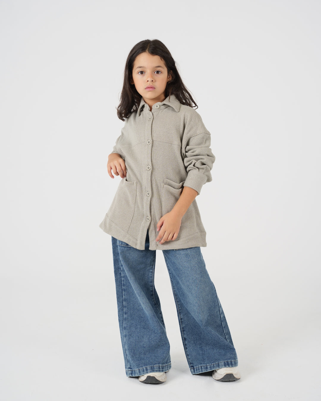 قميص جاكار بناتي بأزرار