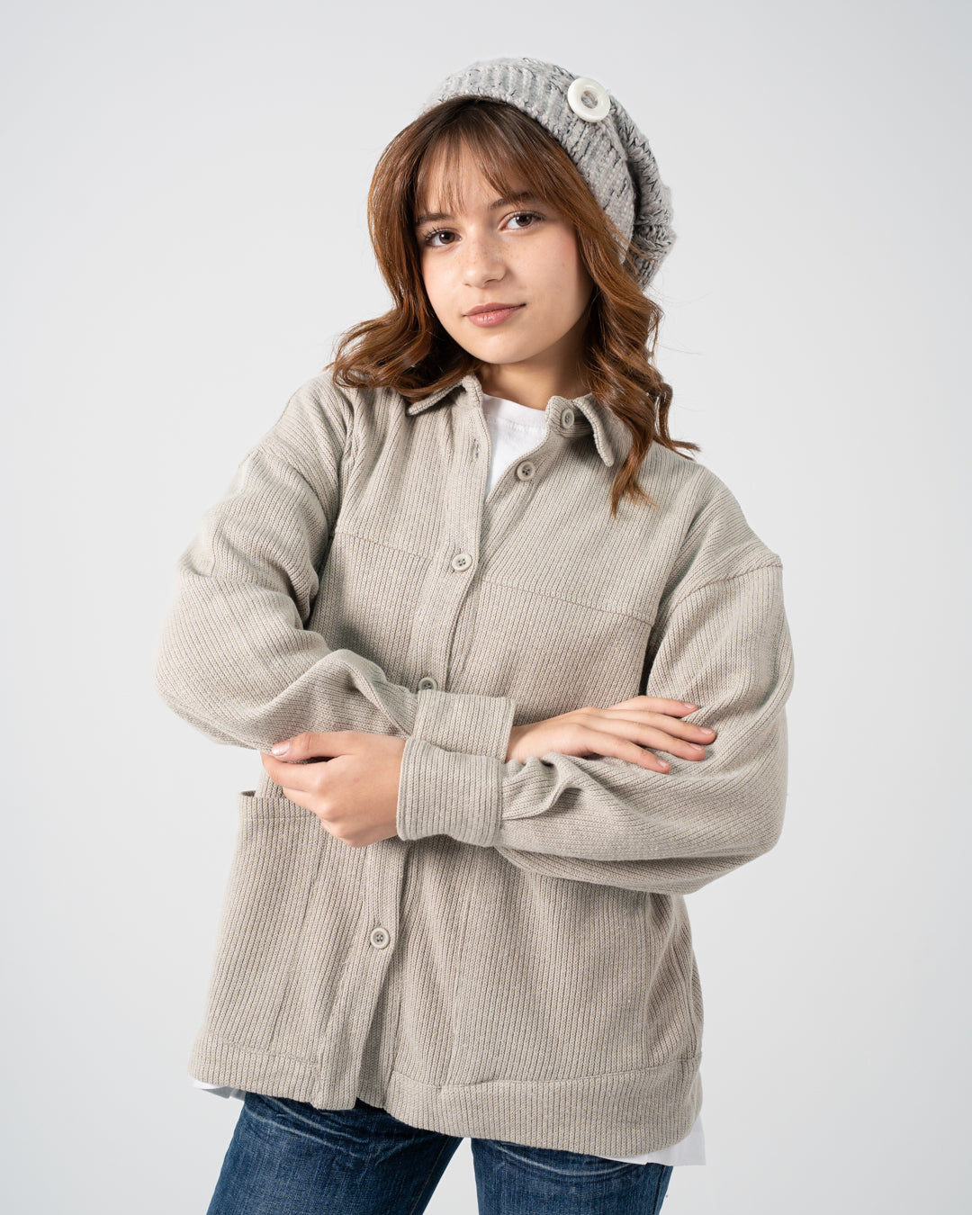 قميص جاكار بناتي بأزرار