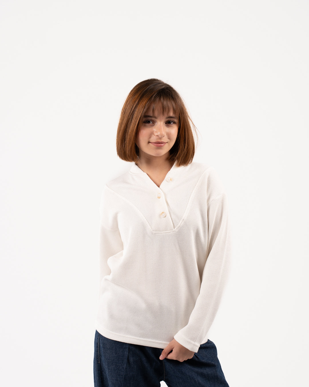 Buttoned Jacquard SweatShirt Girls