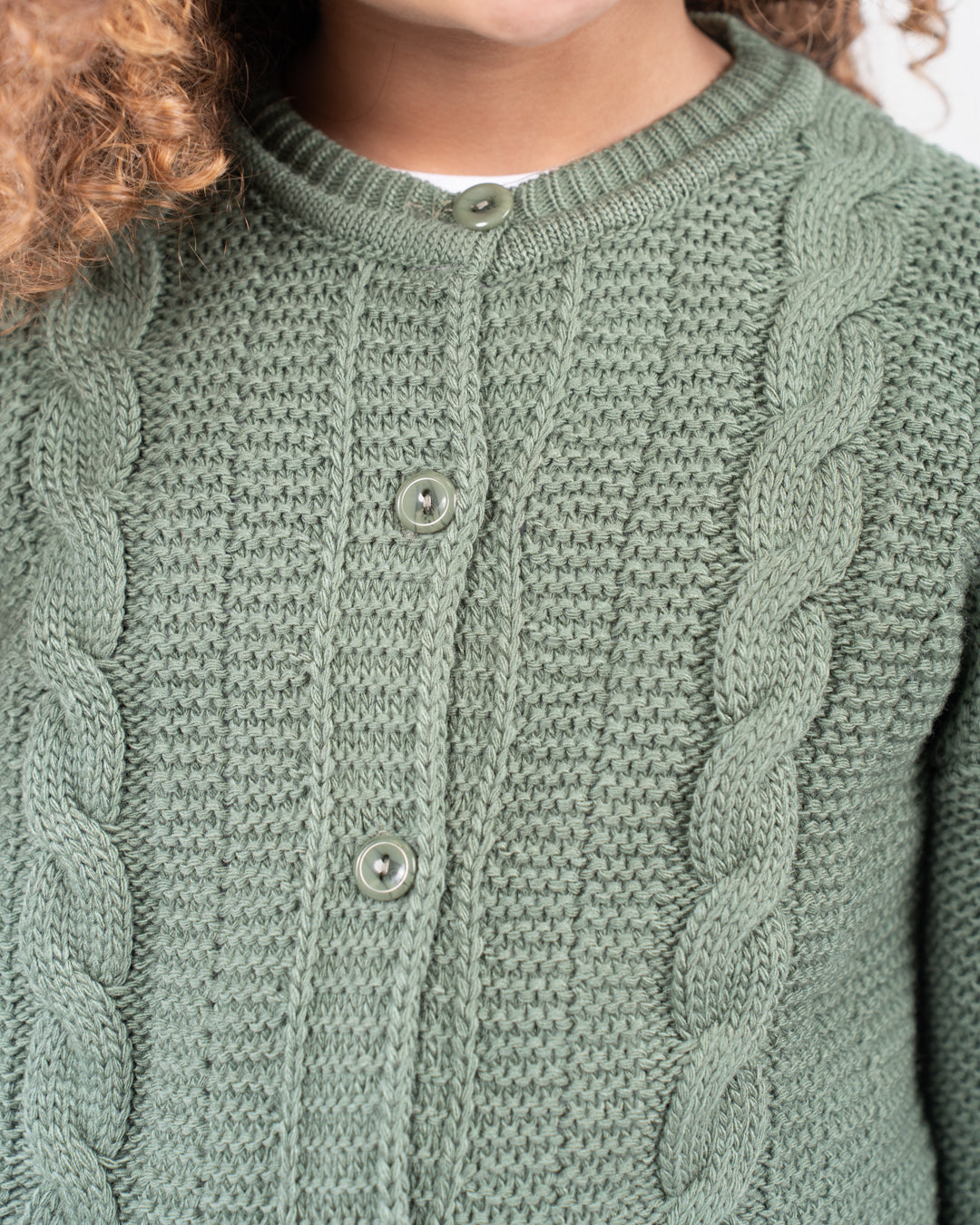 Buttoned Girl Braids Pullover