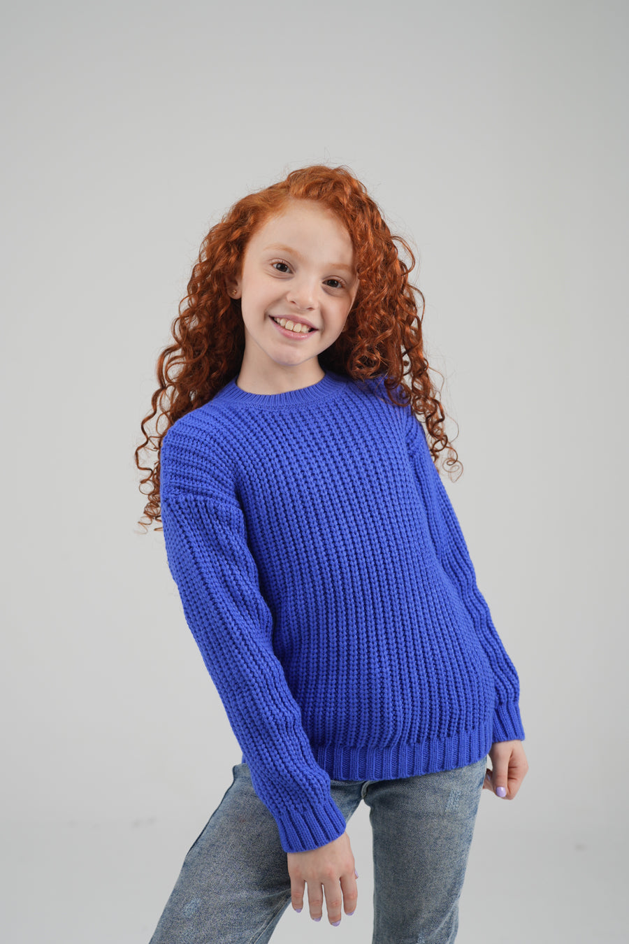 Round High Neck Girl Pullover