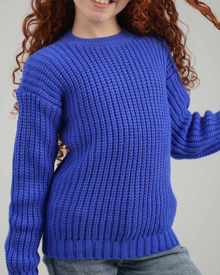 Round High Neck Girl Pullover