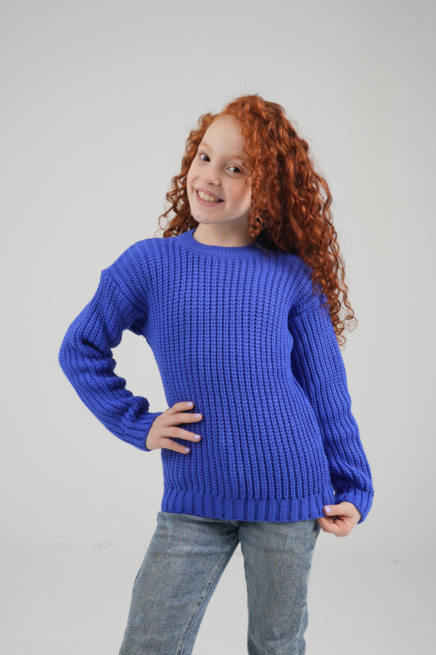 Round High Neck Girl Pullover