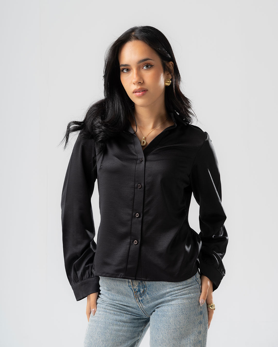 Womens Plain Long Sleeve Blouse