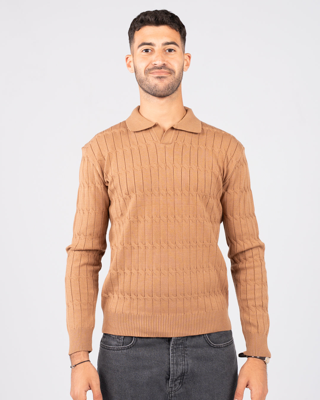 بلوفر رجالي مضفر سادة