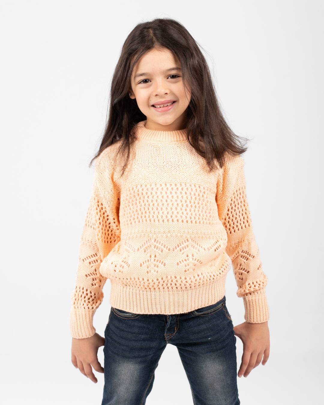 بلوفر بناتي برقبة دائرية