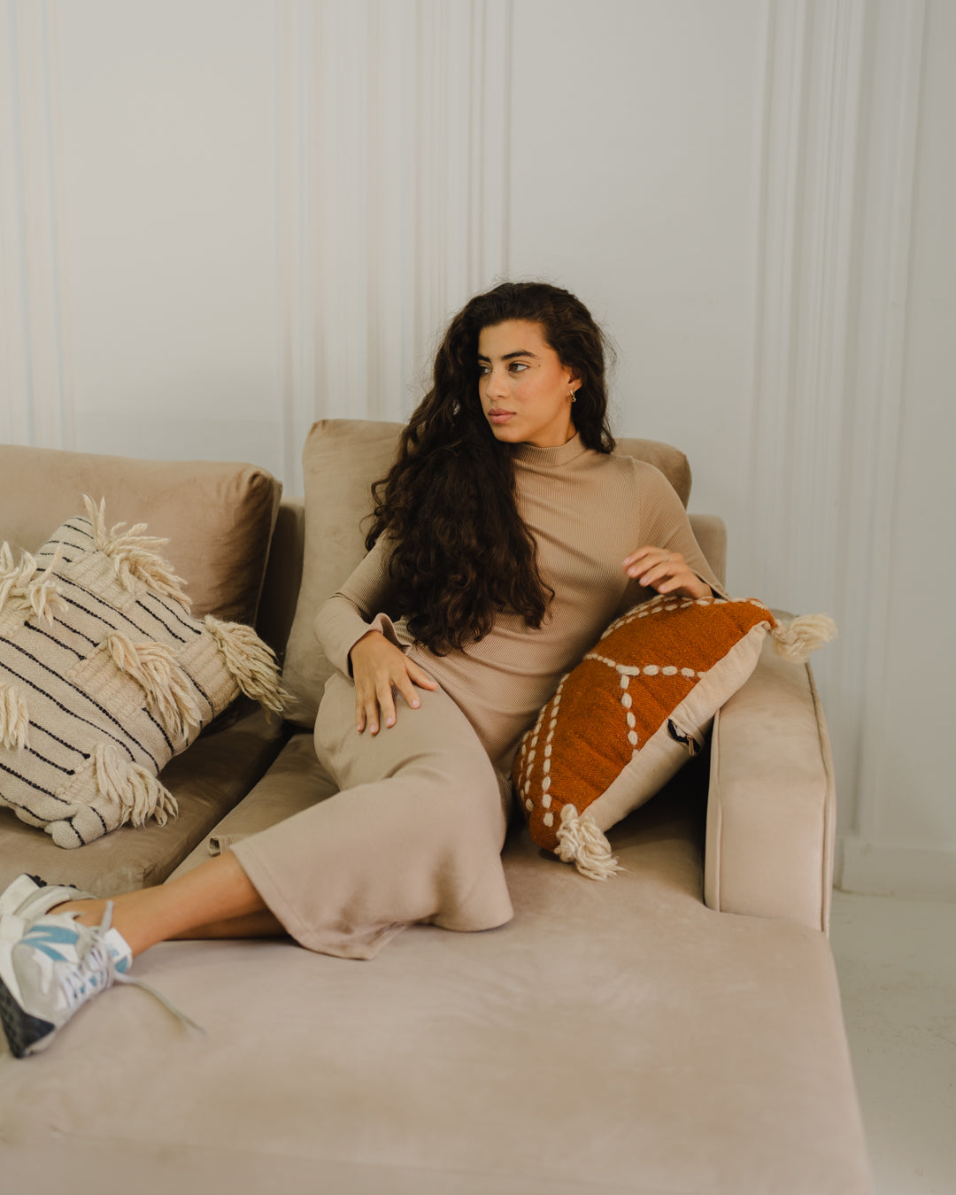 فستان سادة مضلع