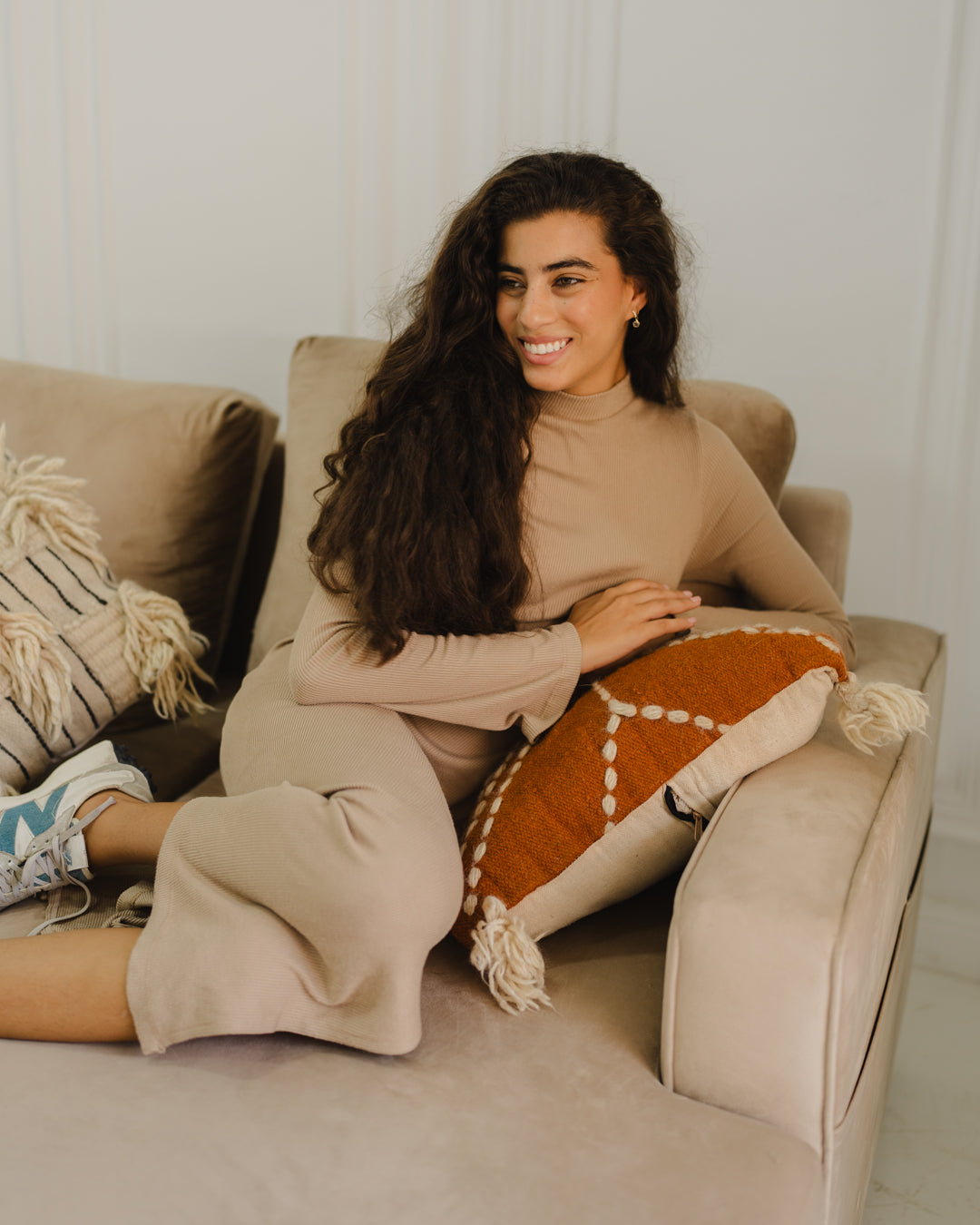 فستان سادة مضلع