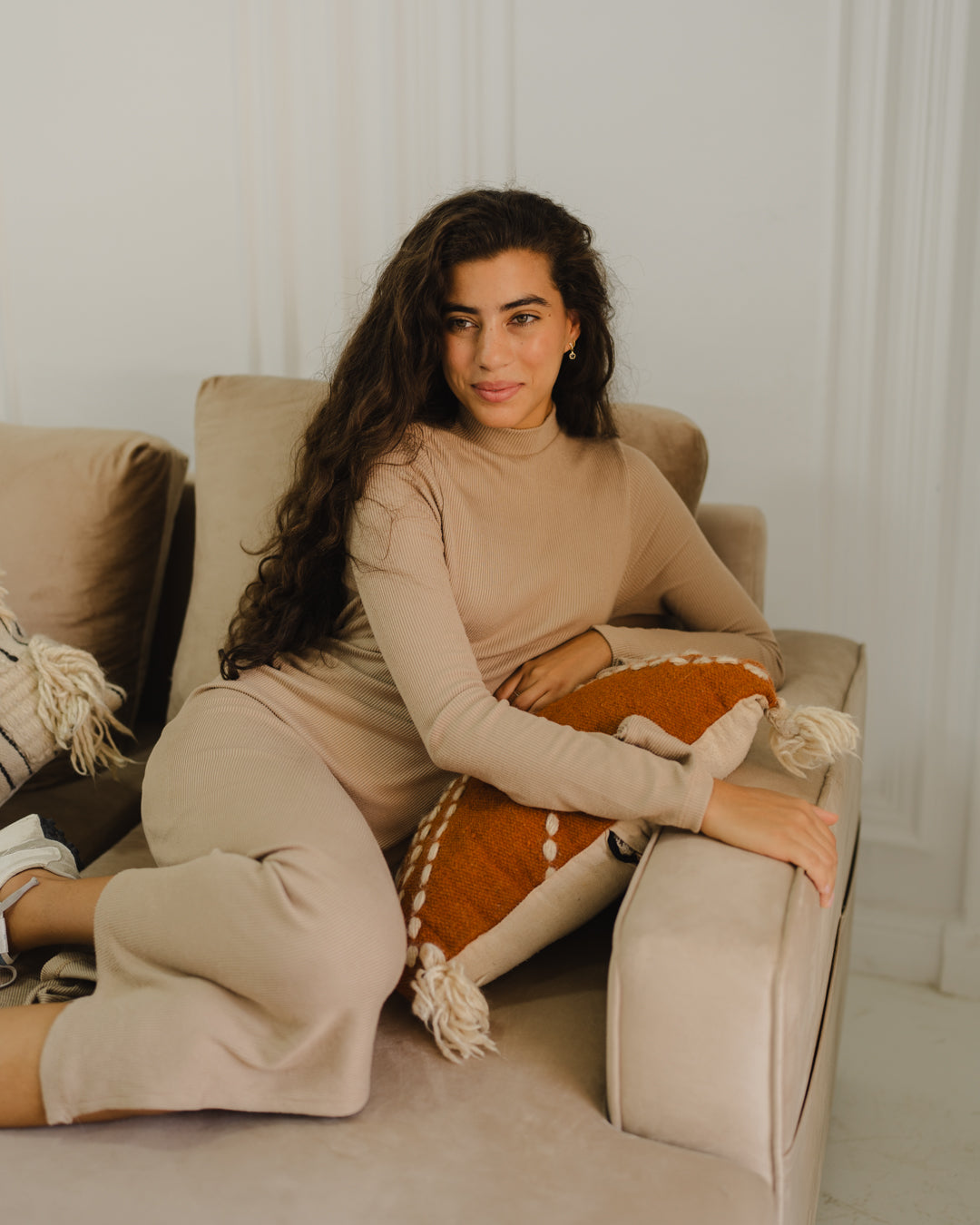 فستان سادة مضلع