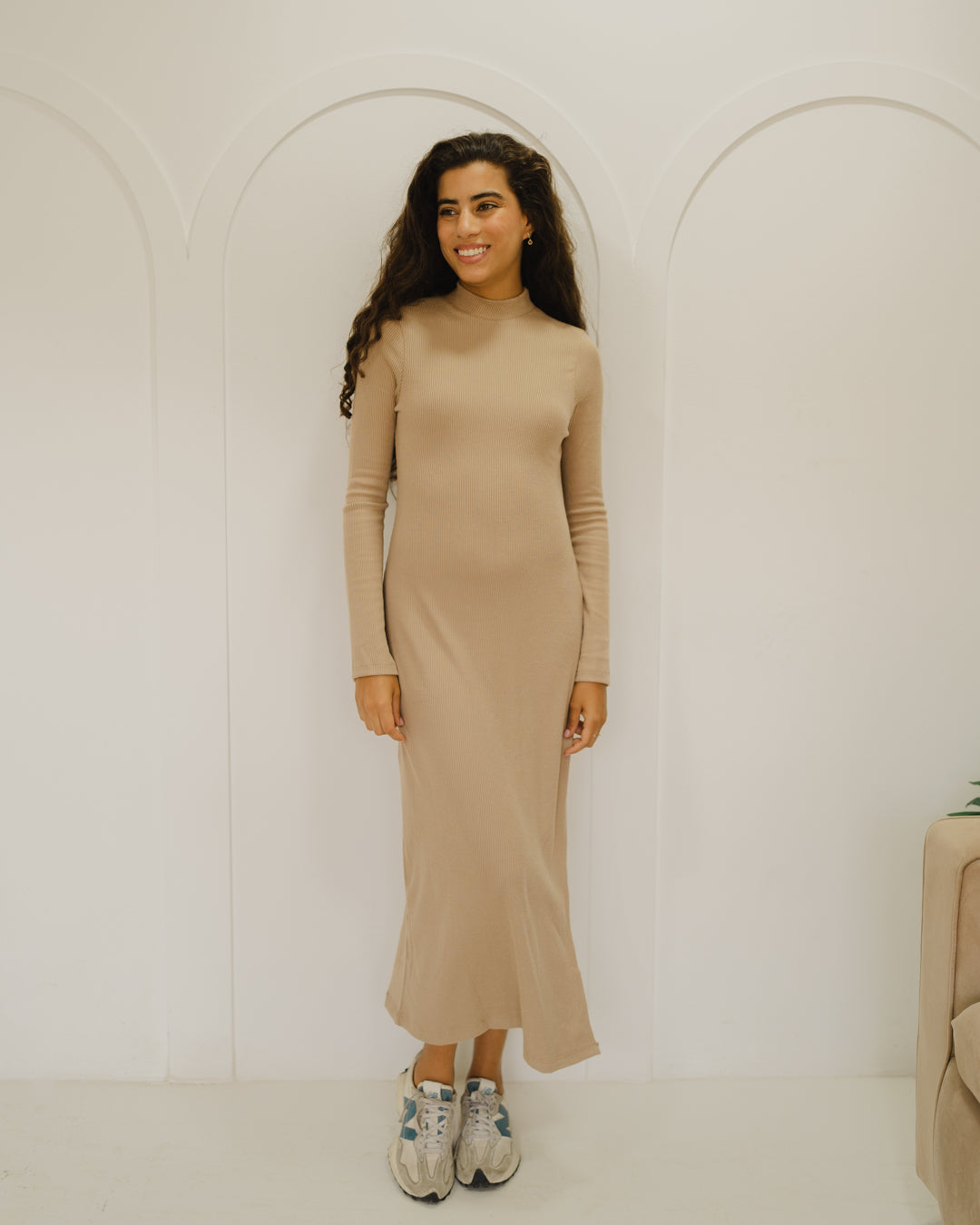 فستان سادة مضلع