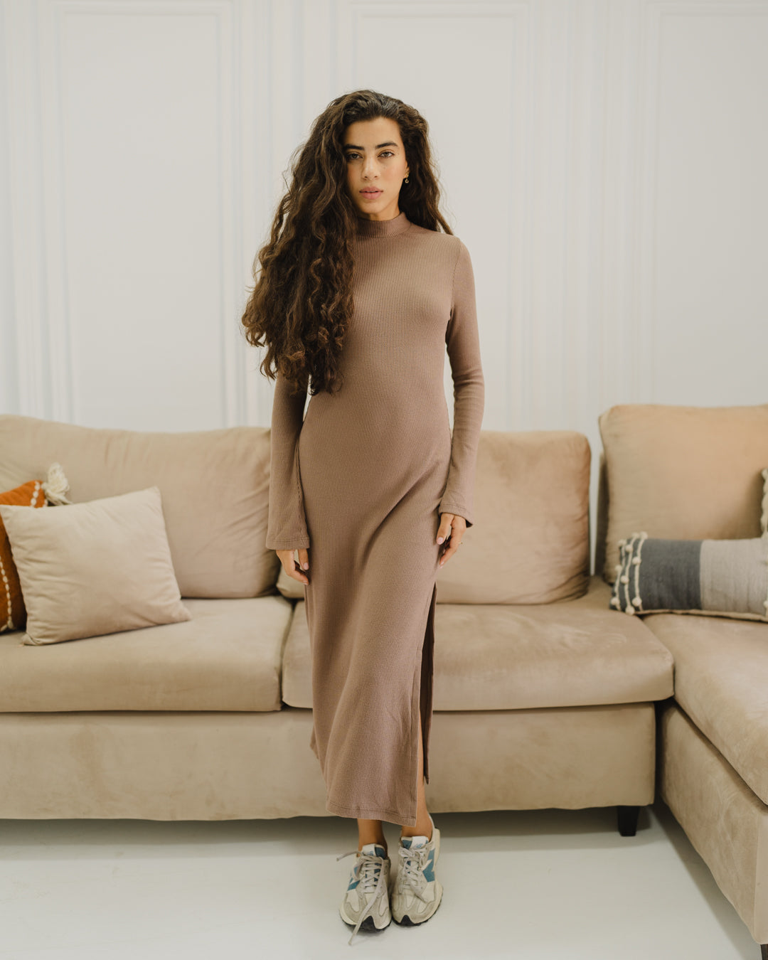 فستان سادة مضلع