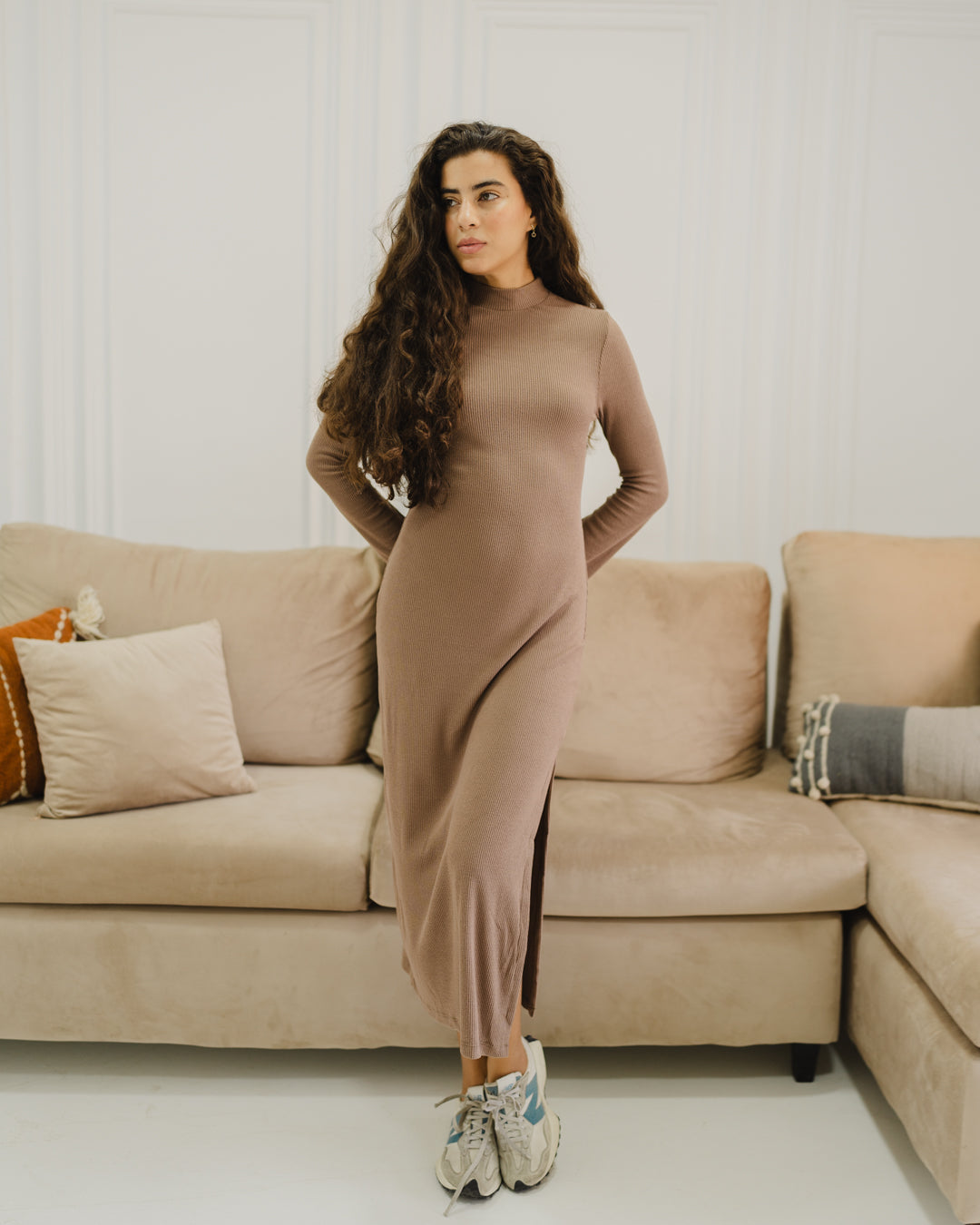 فستان سادة مضلع