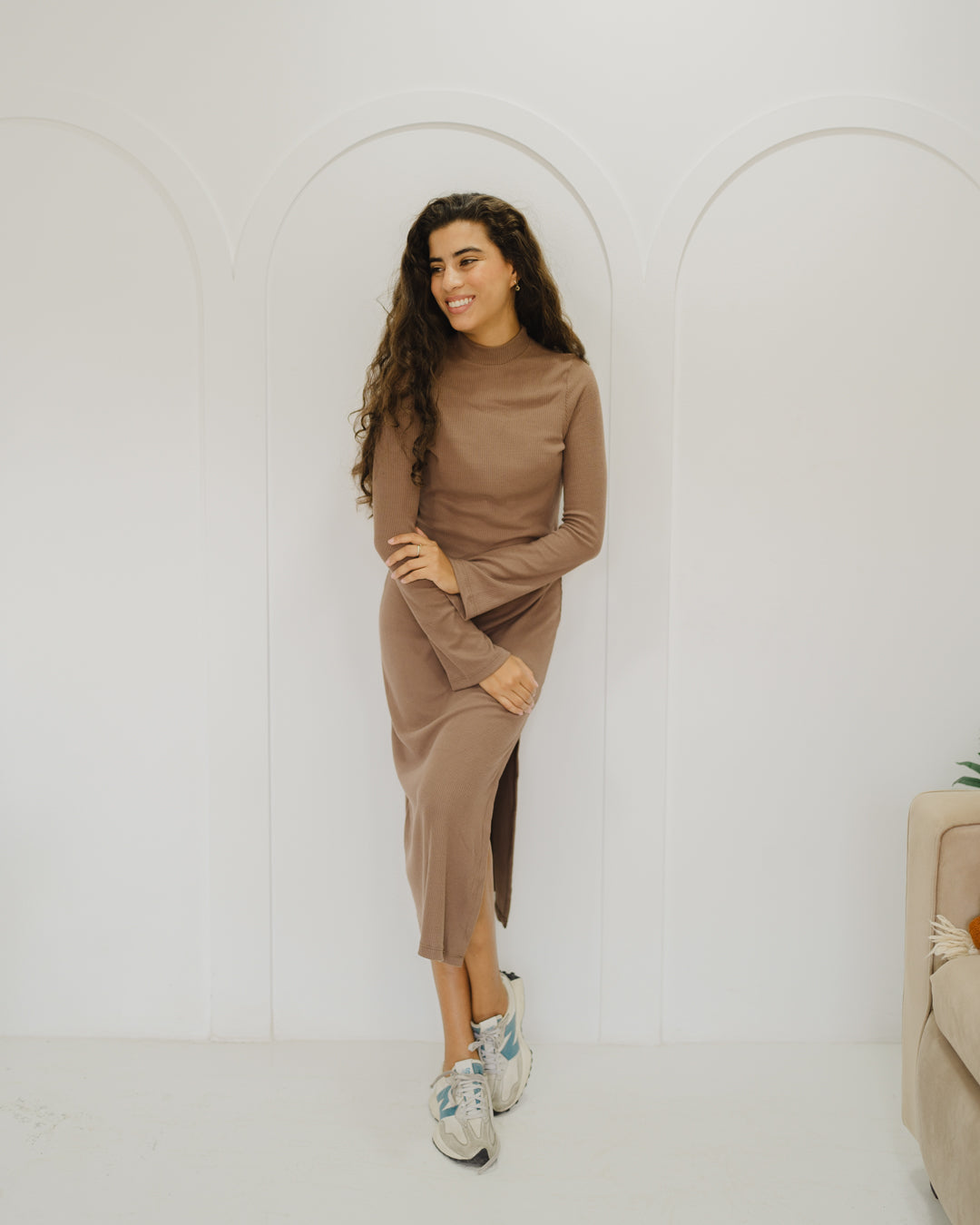 فستان سادة مضلع