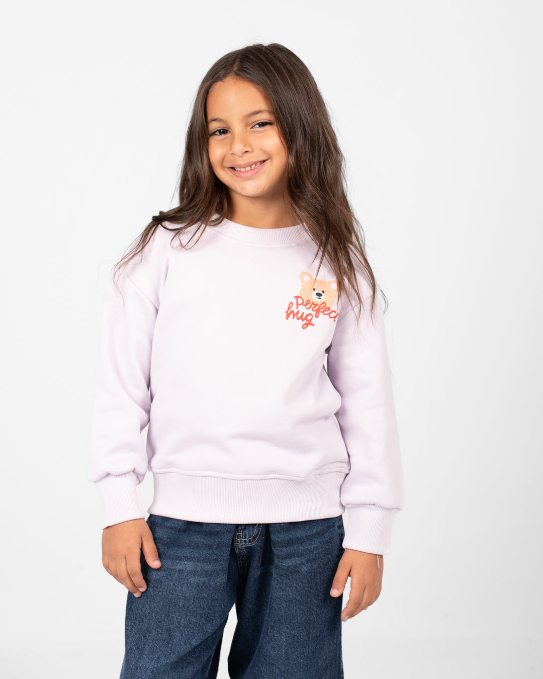 سويت شيرت مطبوع برقبة دائرية للبنات
