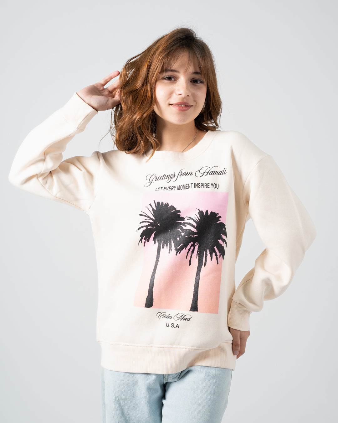 سويت شيرت مطبوع عليه نخيل