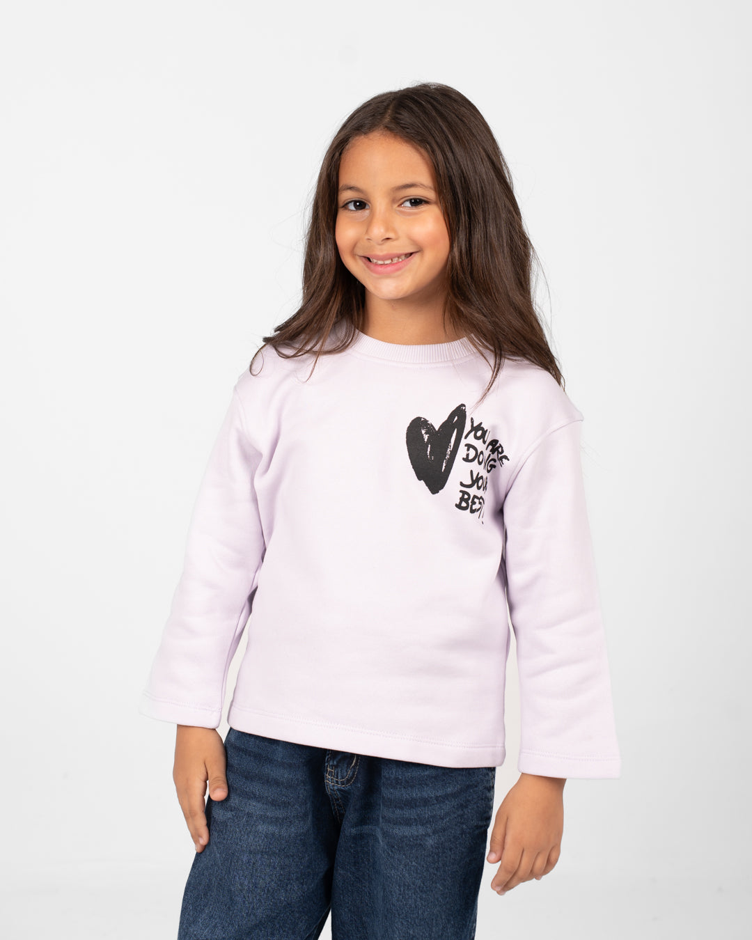 سويت شيرت بناتي برقبة دائرية وقلوب