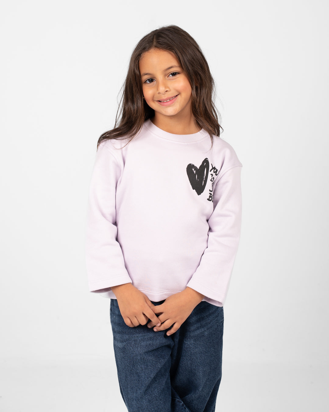 سويت شيرت بناتي برقبة دائرية وقلوب