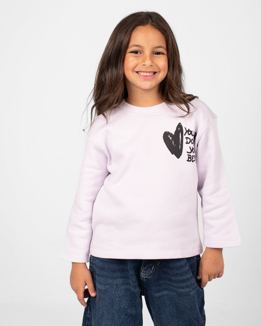 سويت شيرت بناتي برقبة دائرية وقلوب