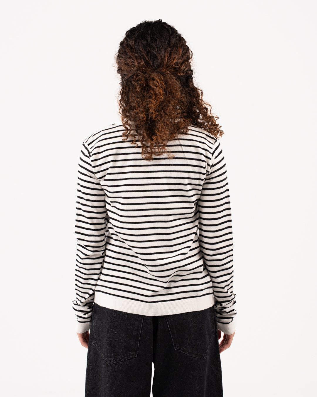 Ribbed Women Buttoned Crewneck Sweatshirt