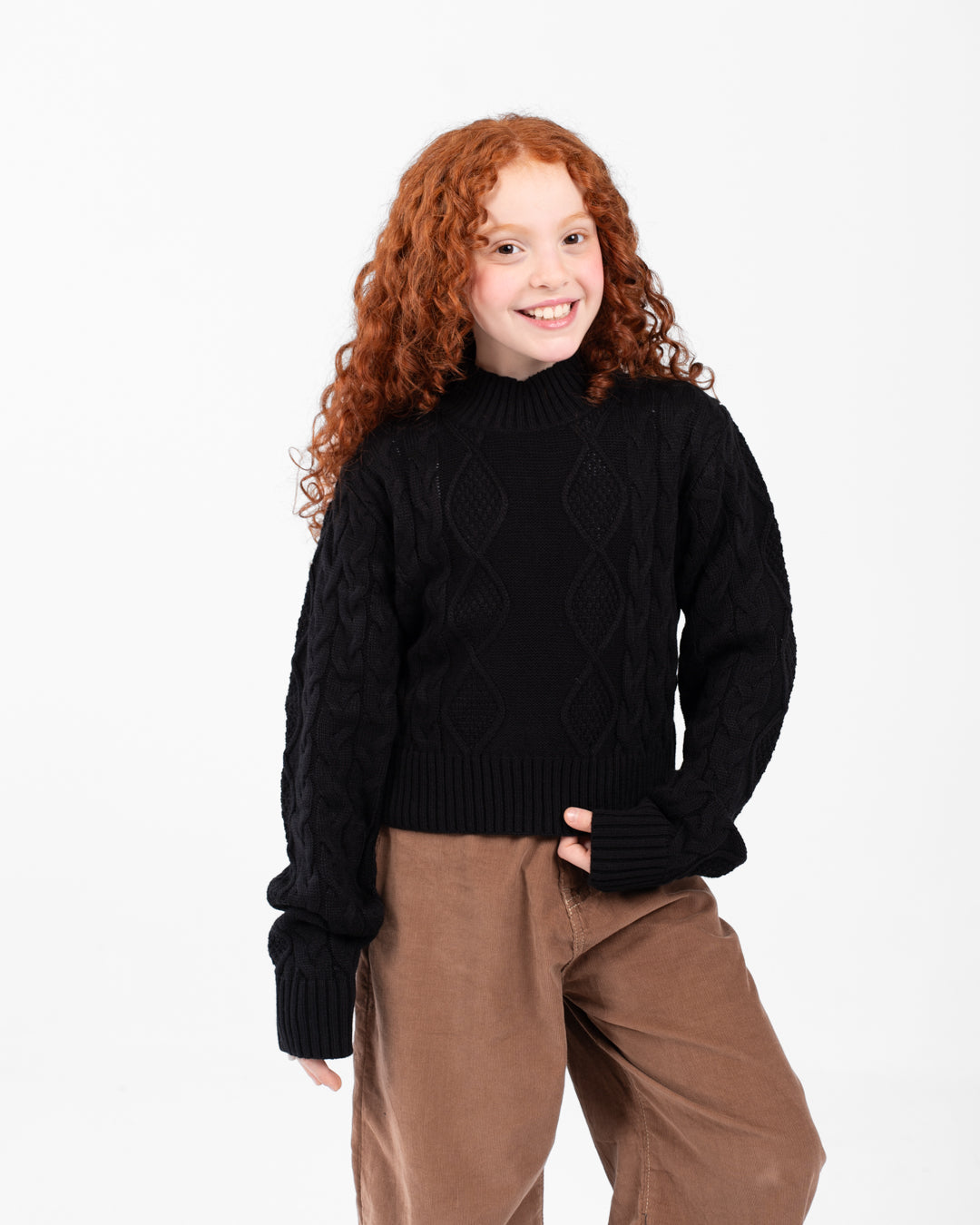 Girls Crewneck Braided Pullover