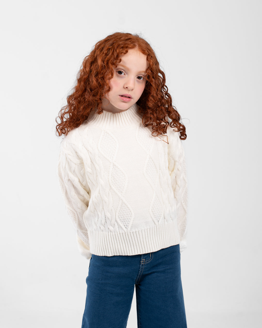 Girls Crewneck Braided Pullover