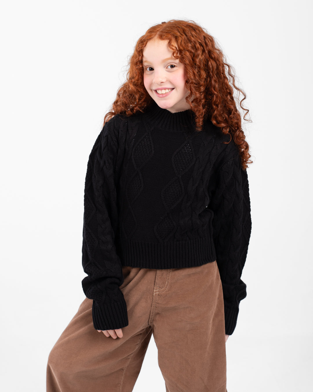 Girls Crewneck Braided Pullover