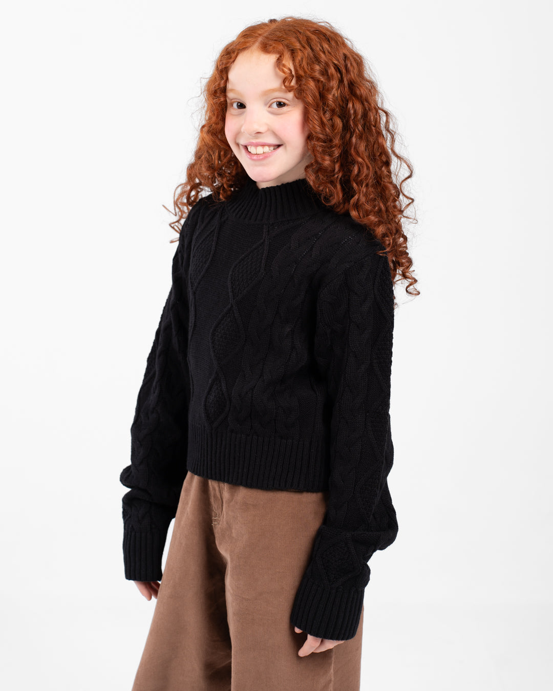 Girls Crewneck Braided Pullover