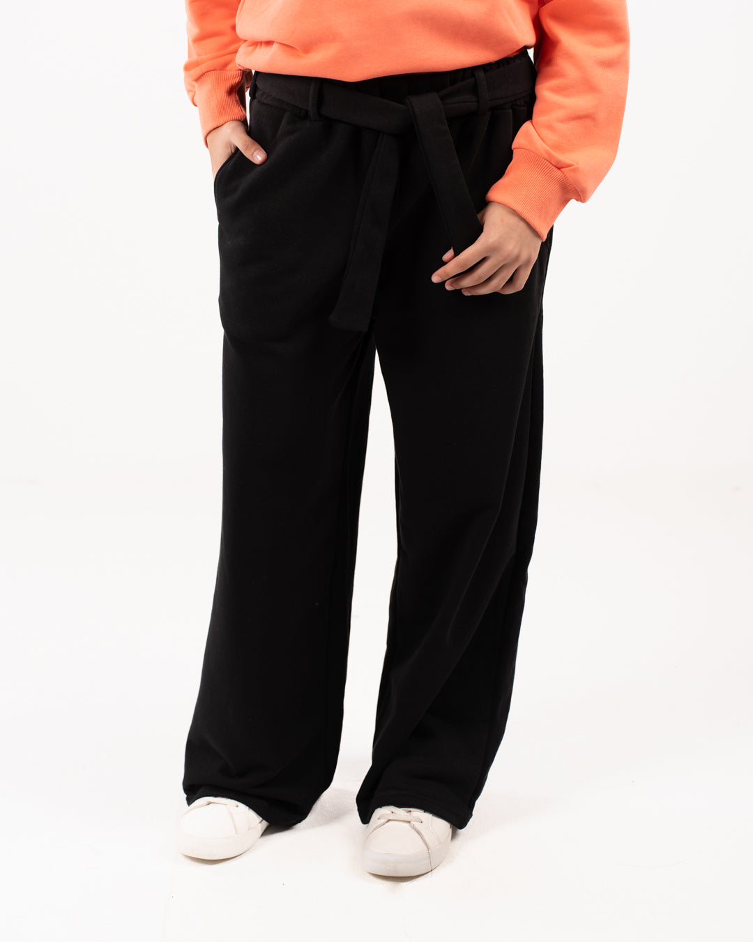 بنطلون رياضي واسع الساق مع رباط للفتيات