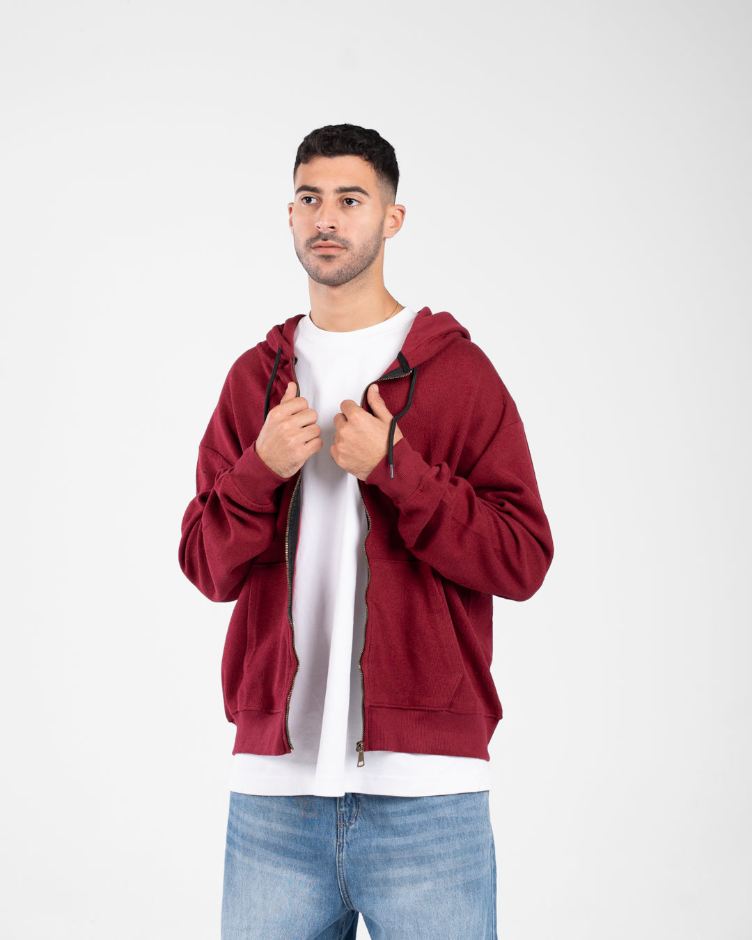 Men Zippered Hoodied Sweatshirt