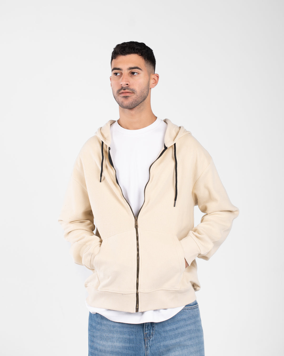 Men Zippered Hoodied Sweatshirt