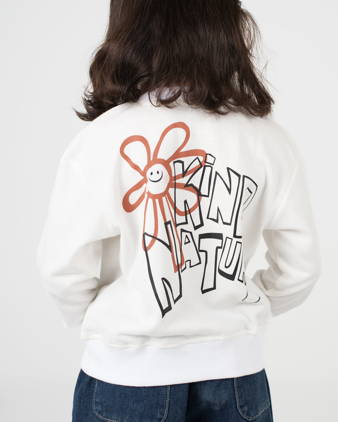 سويت شيرت زهور بناتي برقبة مستديرة