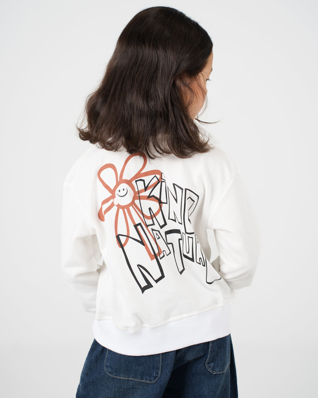 سويت شيرت زهور بناتي برقبة مستديرة