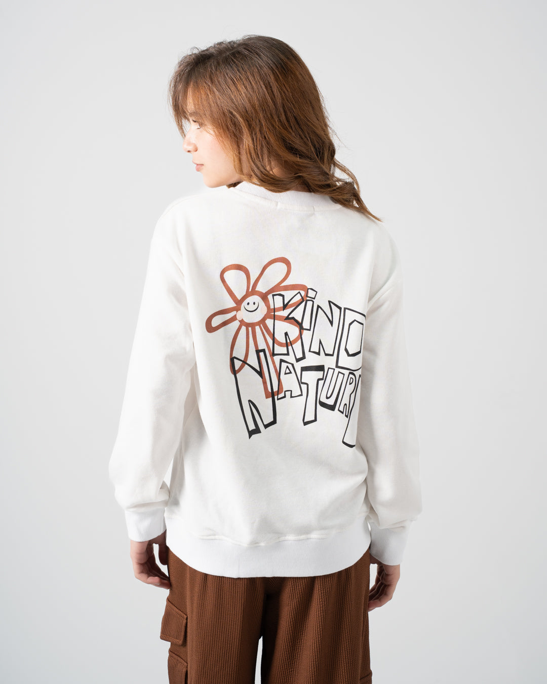 سويت شيرت زهور بناتي برقبة مستديرة