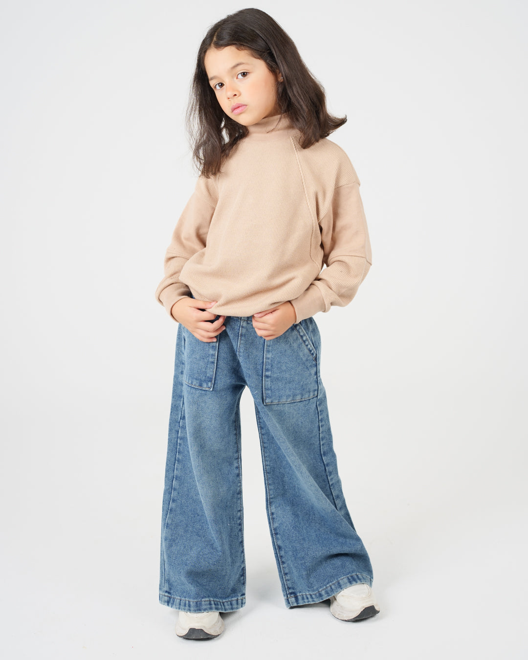 بنطلون جينز بناتي واسع