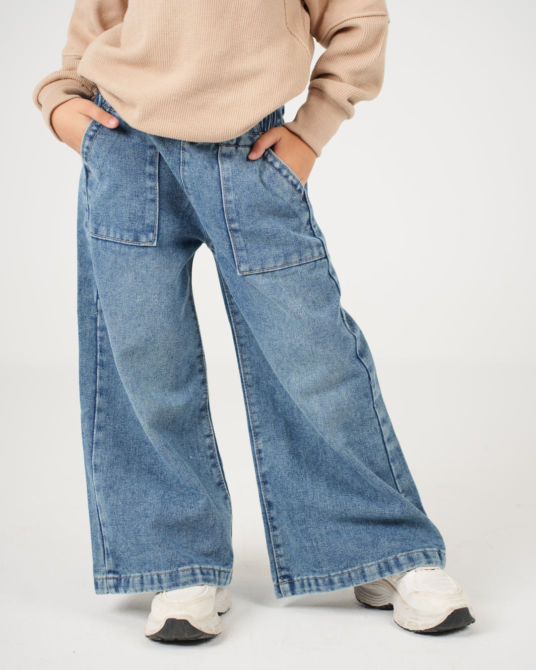 بنطلون جينز بناتي واسع