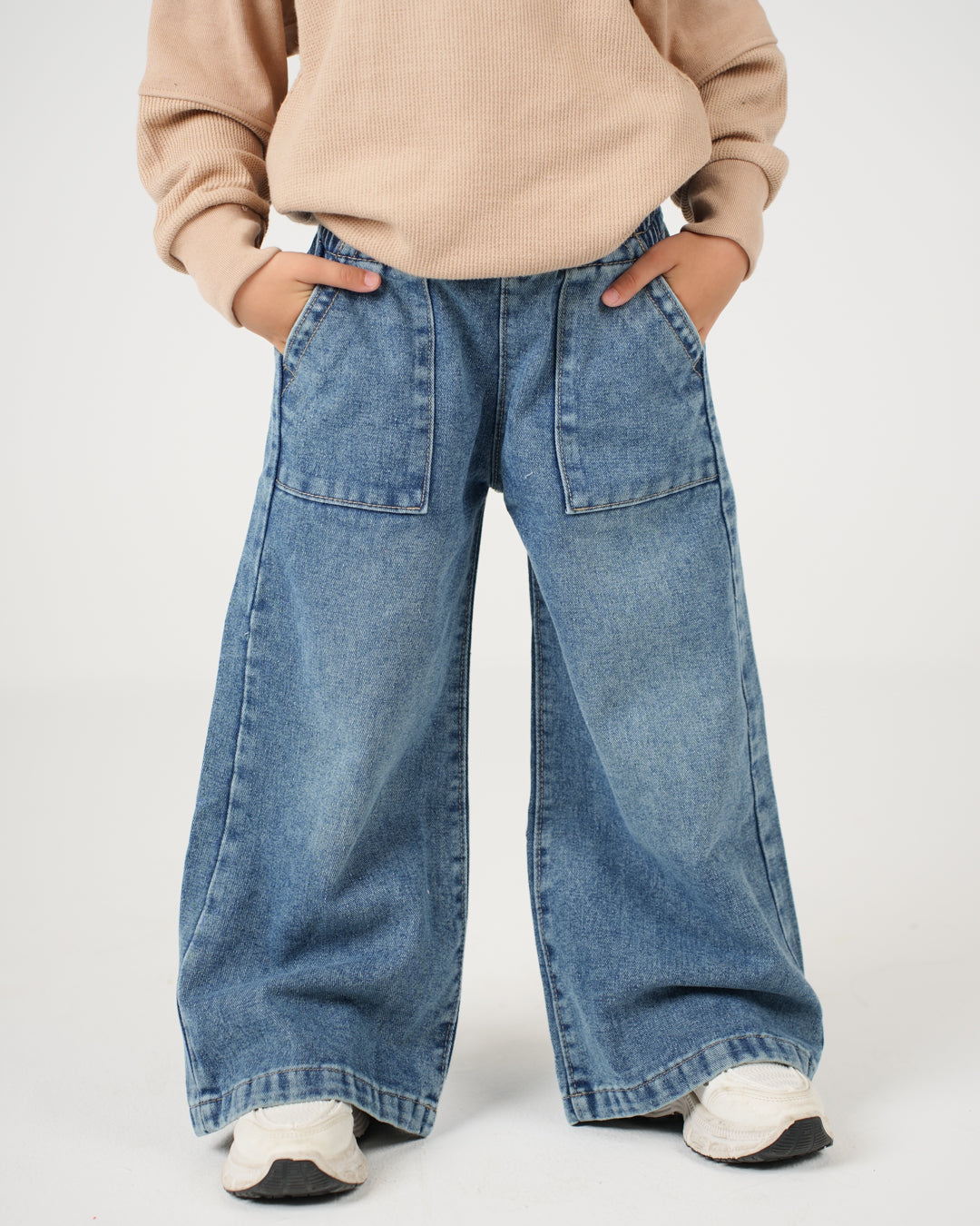 بنطلون جينز بناتي واسع