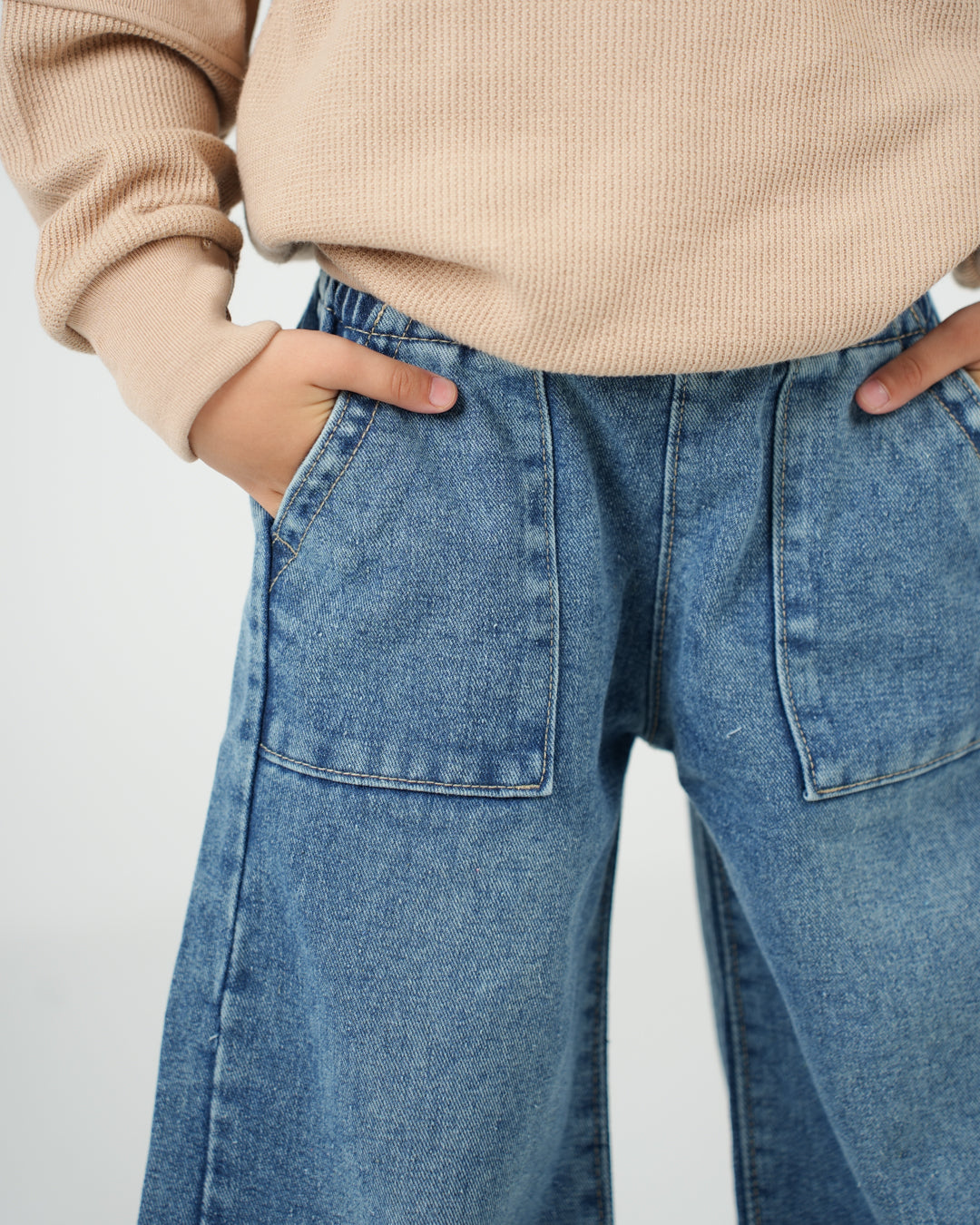 بنطلون جينز بناتي واسع