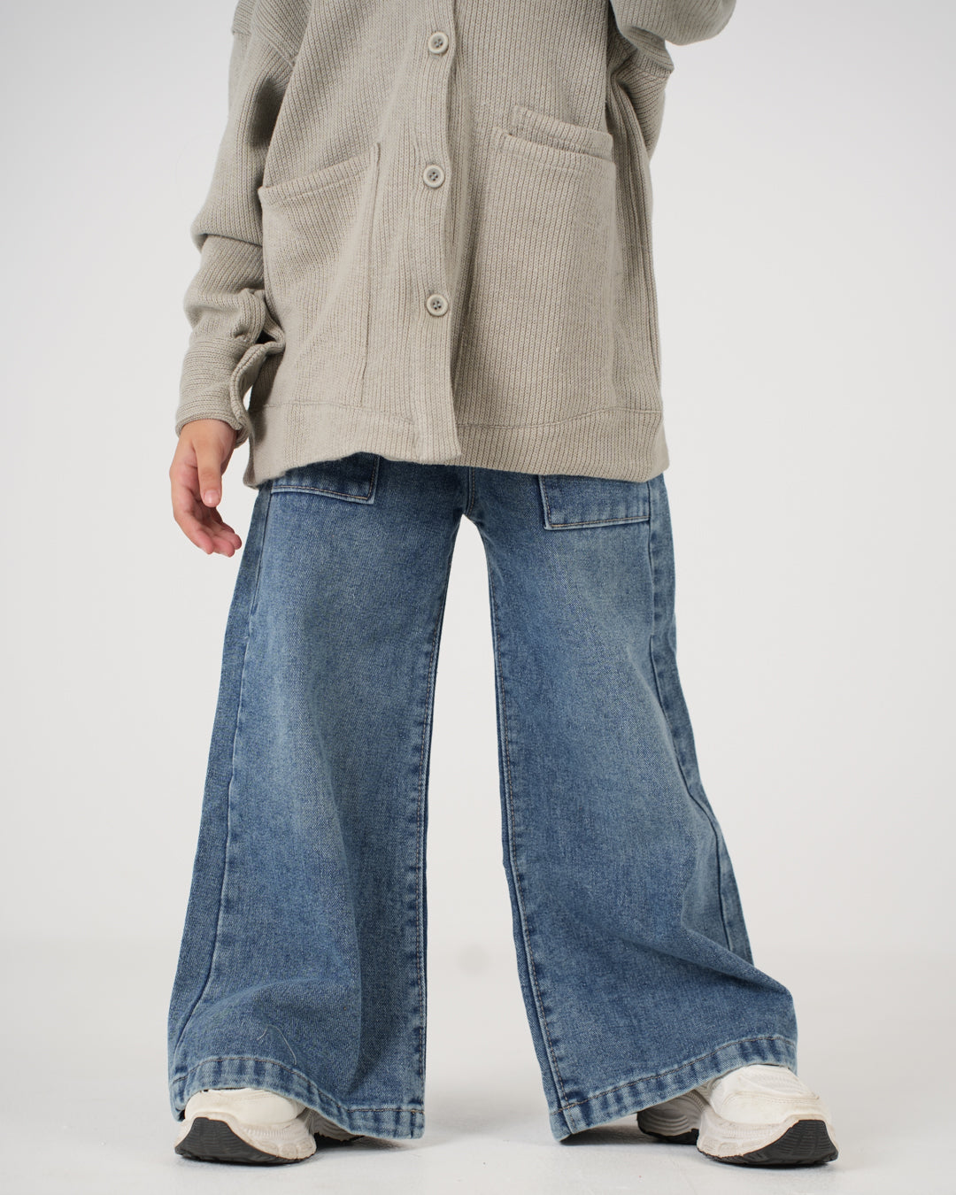 بنطلون جينز بناتي واسع